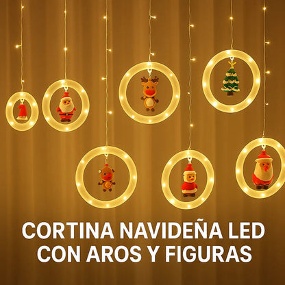 Cortina LED Cálida 3M De Aros navideños